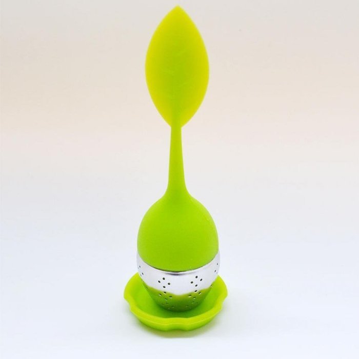 GOOTRADES Tea Infuser Leaf Strainer Handle with Steel Ball Silicone Leaf Lid (pack of 2) (Blue) N7