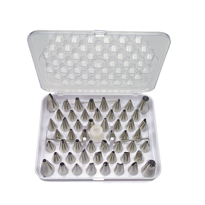 MIREN 52pcs Stainless Steel Cake Decorating Tips Set DIY Pastry Tubes Icing Piping Nozzles with Storage Box N3