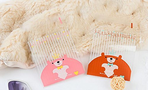 ONOR-Tech 100 PCS Lovely Cute Bowknot OPP Self Adhesive Cookie Bakery Candy Biscuit Roasting Treat Gift DIY Plastic... N49