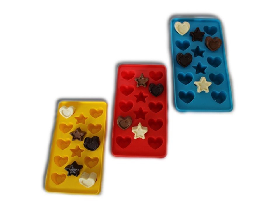 EasyWithRose Premium Silicone Candy Molds & Silicone Ice Trays &ndash; Set of 3 Stars & Hearts Molds &ndash; Bonus Ebook for... N5