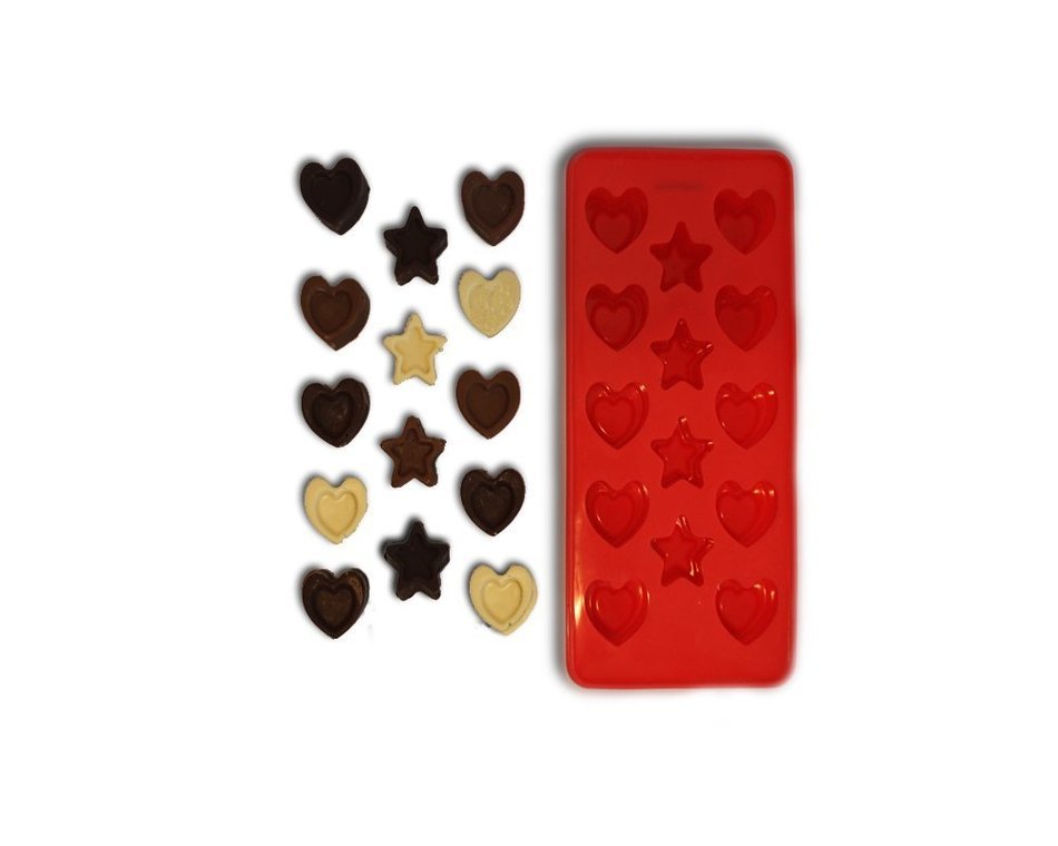 EasyWithRose Premium Silicone Candy Molds & Silicone Ice Trays &ndash; Set of 3 Stars & Hearts Molds &ndash; Bonus Ebook for... N6