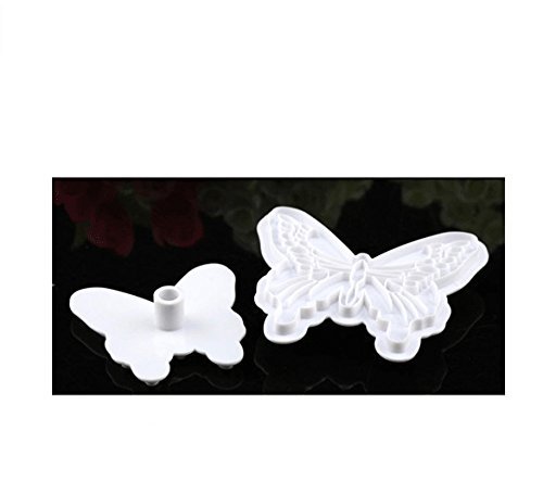 Anyana 2pcs set Butterfly Plastic Plunger And Cookie Cutter Cake Mould Tool Kitchen Tool Sugar Paste Baking Mould...