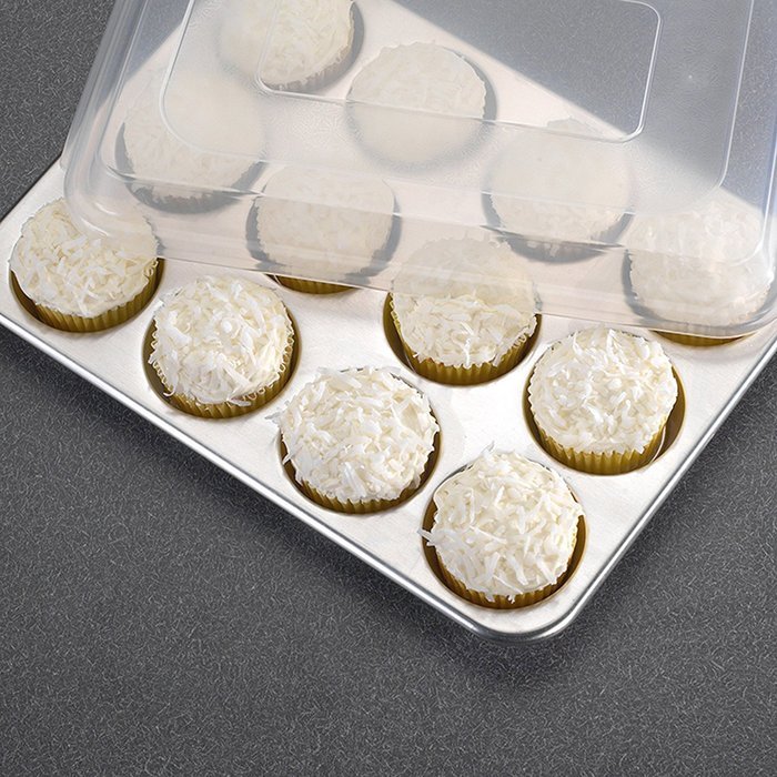 Nordic Ware Natural Aluminum Commercial Muffin Pan with Lid, 12 Cup