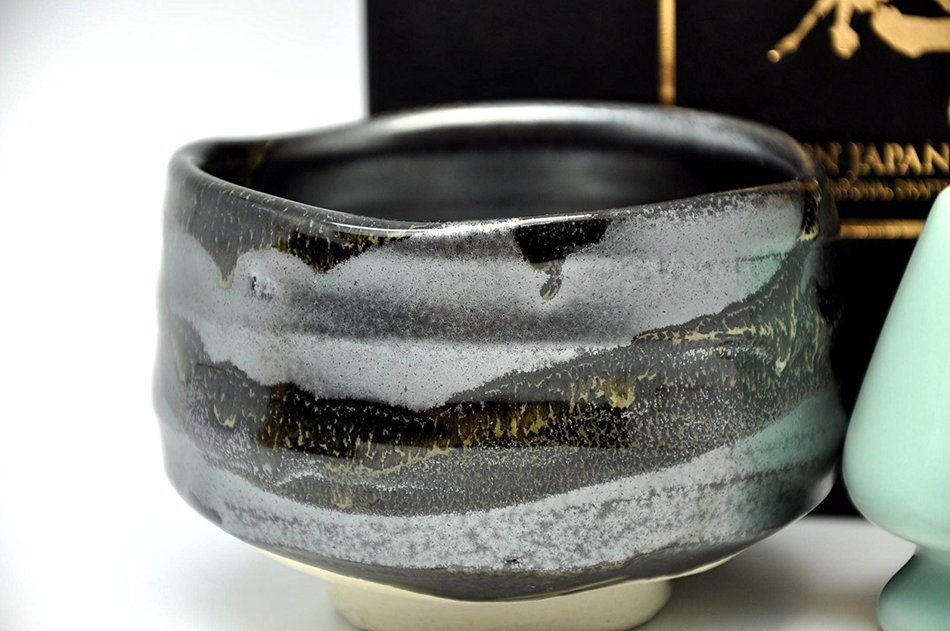 Japanese Mino Yaki ware Matcha Bowl And Tea Ceremony Set Green Tea 11 / 11 / 8cm (4.3 / 4.3 / 3.1inch)[7377] N2