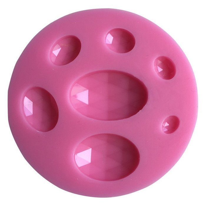FLY DIY Cake Mold 3D Oval Gem Shape Silicone Chocolate Candy Mold,Pink