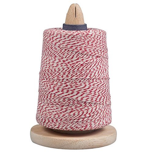 Bakers Twine & Holder For Easy Cutting & Storage - Red & White String N3