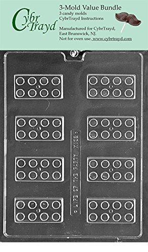 CybrTrayd K162-3BUNDLE Building Blocks Chocolate Candy Mold with Exclusive Copyrighted Chocolate Molding Instructions