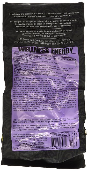 Metropolitan Tea 60 Count Classic Teabags, Energy N5