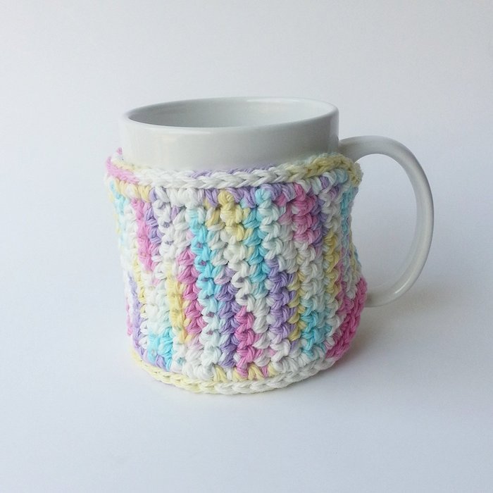 Mug Cozy Pink White Yellow Blue N3