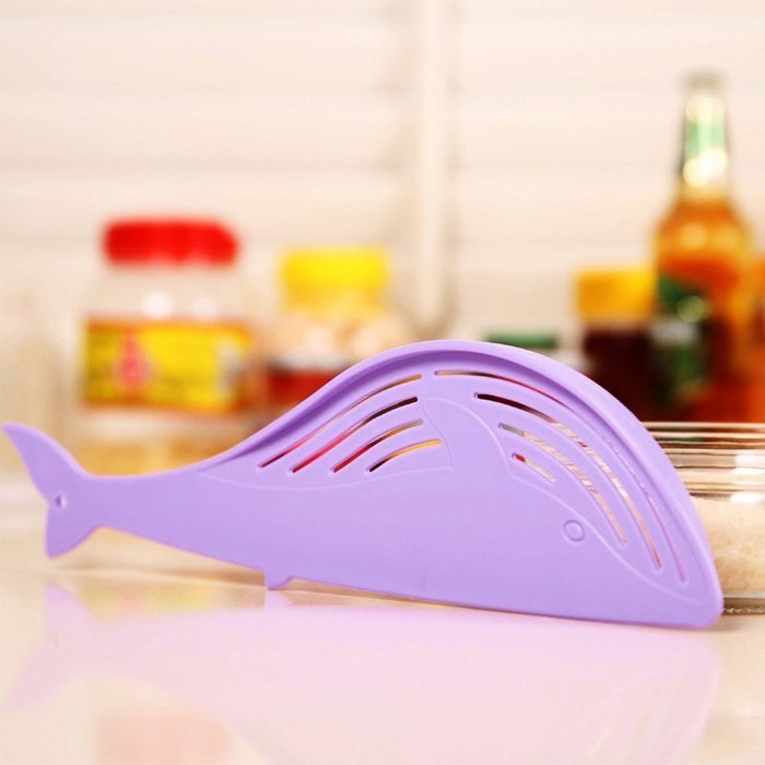 Braceus Kitchen Plastic Whale Shape Spoon Rice Washer Filter Strainer - Blue N7