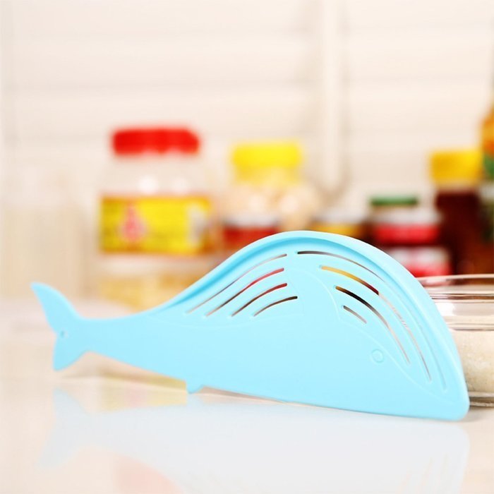 Braceus Kitchen Plastic Whale Shape Spoon Rice Washer Filter Strainer - Blue N8