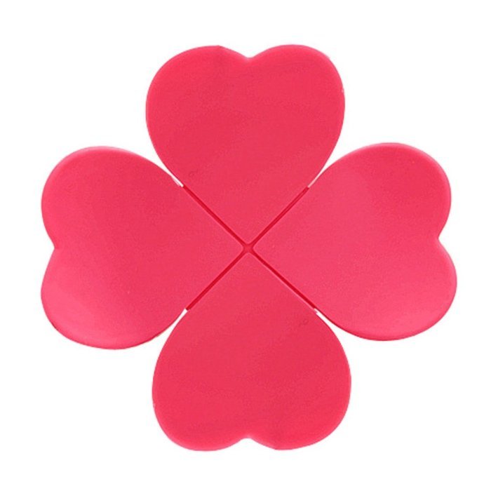 Voberry Pure Flower Clover Shaped Three-dimensional Anti-scald Silicone Coasters 1 Pc (pink) N10