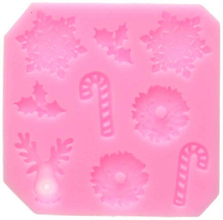 Longzang No.535 Christmas Fondant Silicone Sugar Craft Mold, Mini, Pink