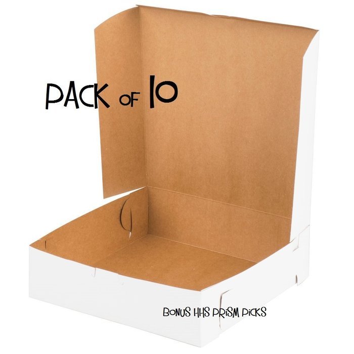 Southern Champion Lot of 10 Bakery or Cake Box, 9 x 9 x 2.5", White