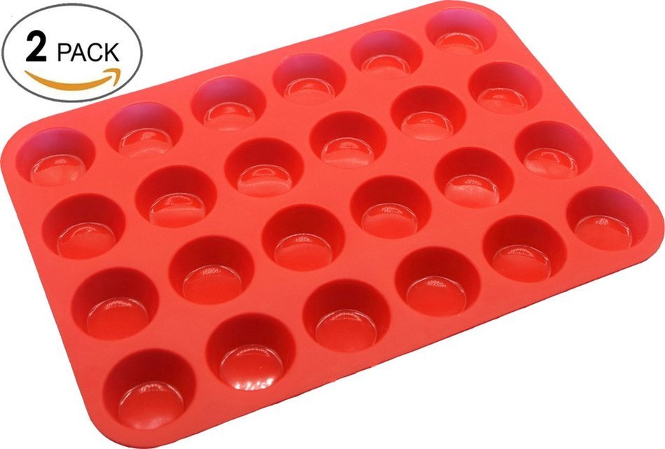 LUXEHOME 24 Cup Non-stick Silicone Muffin Tray & Cupcake Moulds, 2 Per Pack N5