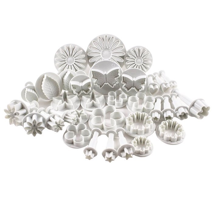 DRFUNDA 33 Pcs Plunger Cutters Sugar Craft Cake Decorating Set (Heart, Veined Butterfly, Star, Daisy, Veined Rose... N2