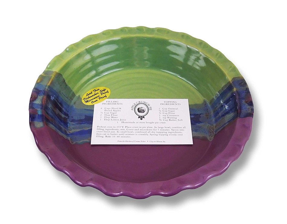 Clay In Motion Handmade Ceramic Deep Dish Pie Plate - Mossy Creek