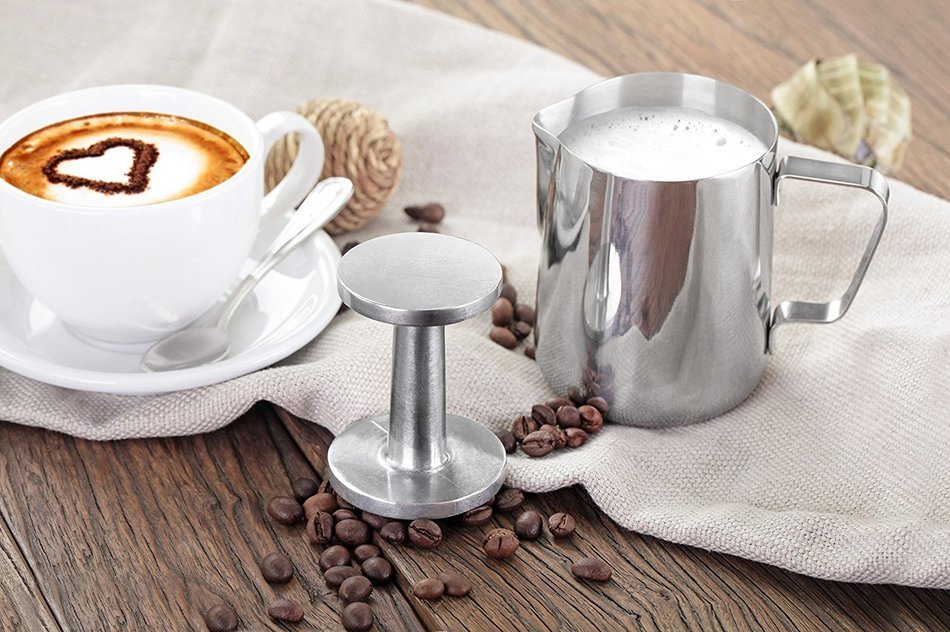 New Star Foodservice 28829 Commercial Grade Stainless Steel 18/8 12 oz Frothing Pitcher and Die Cast Aluminum... N6