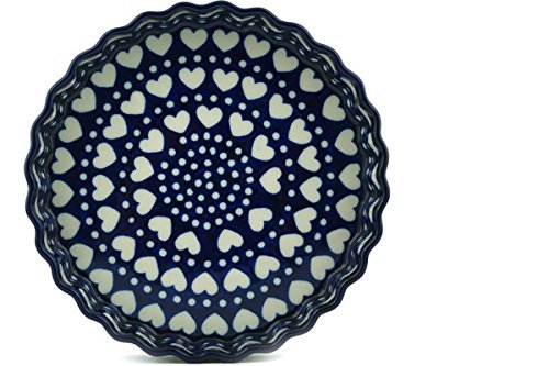 Polish Pottery Fluted Pie Dish 8-inch Heart To Heart N4