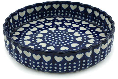 Polish Pottery Fluted Pie Dish 8-inch Heart To Heart N5