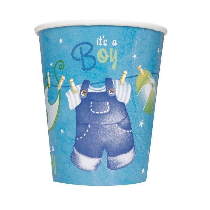 Cardboard Blue Clothesline Boy Baby Shower Cake Bunting Topper N8