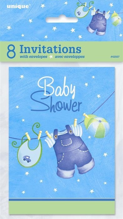 Cardboard Blue Clothesline Boy Baby Shower Cake Bunting Topper N9
