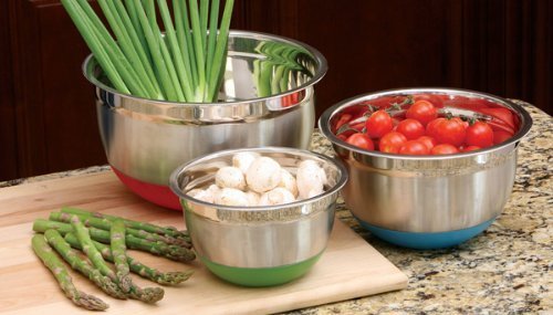 Cookpro 797 Steel Mixing Bowl 3pc Set Colorful Non Skid Base