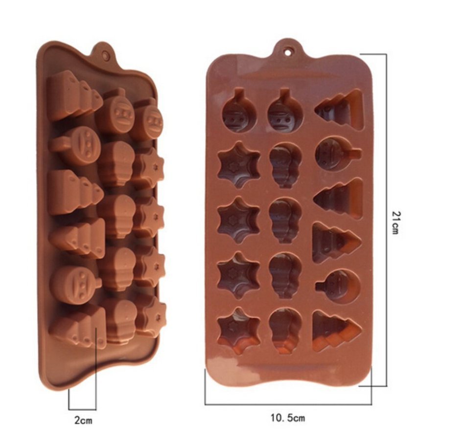 RERIVER (3-Pack)16-Cavity Christmas Tree Smiling Face Chocolate Mold N2