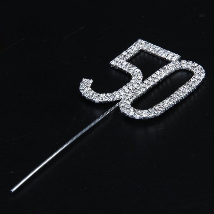 50th Anniversary Birthday Cake Topper w/Rhinestone Party Decoration N3