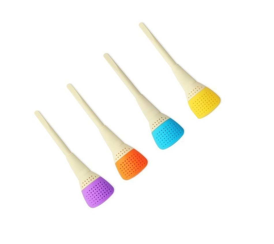 Tuncily Home Silicone Tea Infuser Set of 4 - Colorful & Beautifully Designed Cute Creative Silicone Tea Strainer...