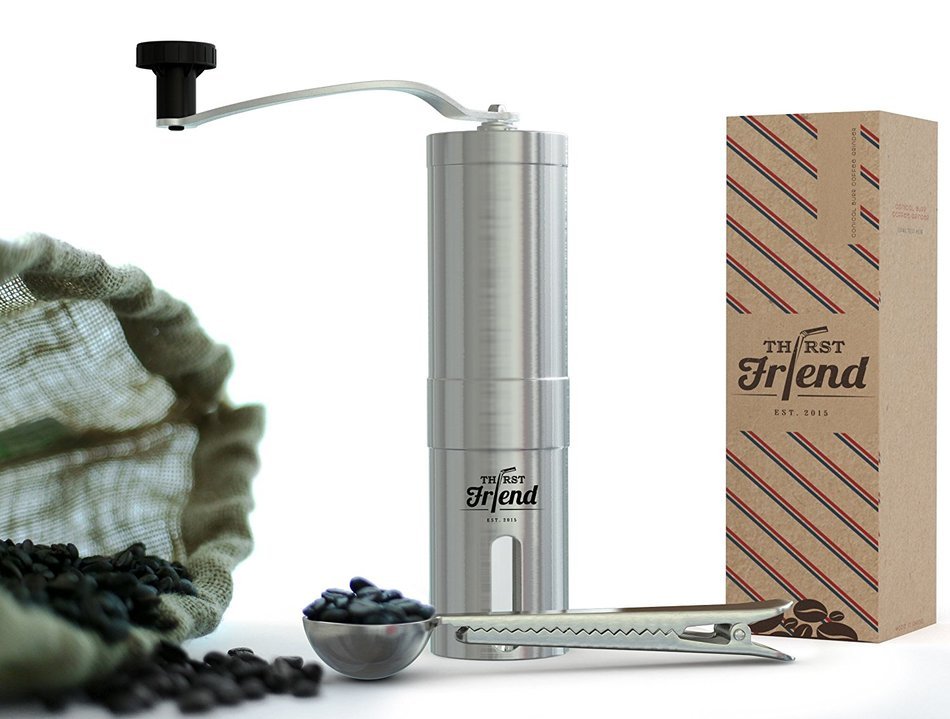 Thirst Friend MINI Manual Coffee Grinder With Free Cleaning Brush & Waterproof Travel Pouch. Top Rated Portable... N10