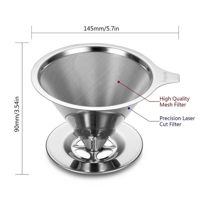 Stainless Steel Coffee Filter Reusable Coffee Filters Double Filter Coffee Dripper High Quality Pour Over Coffee... N6