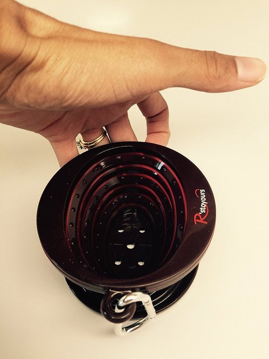 R'stoyours Collapsable, Silicone Pour Over Coffee Maker with Carabiner, Single Serve, Travel Size, Brown N4