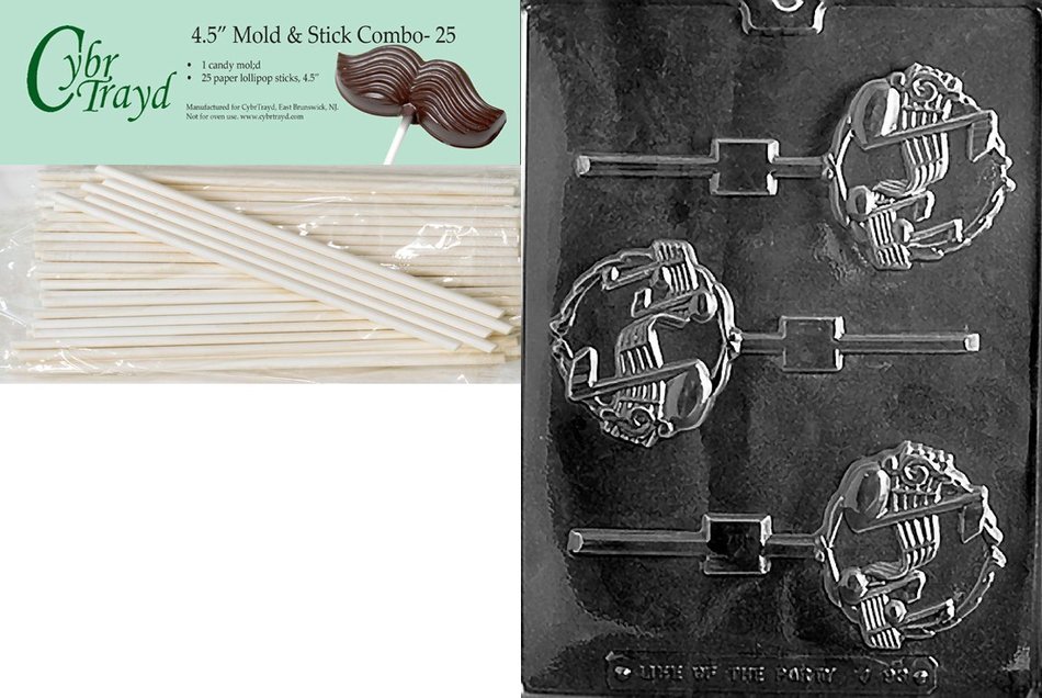 Cybrtrayd J093 Music Staff Lolly Chocolate Candy Mold with Exclusive Cybrtrayd Copyrighted Chocolate Molding Instructions N9