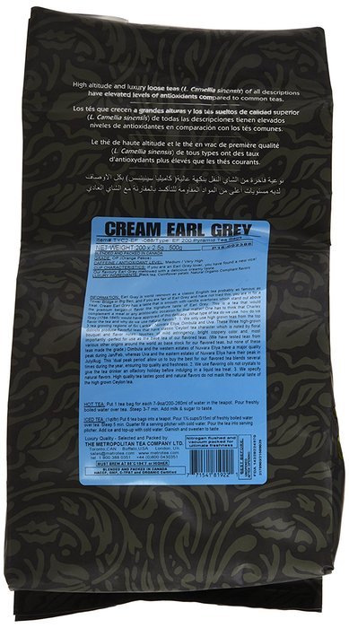 Metropolitan Tea 200 Count Pyramid Shaped Teabags, Cream Earl Grey N4