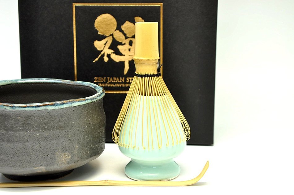 Japanese Mino Yaki ware Matcha Bowl And Tea Ceremony Set Green Tea 12.3 / 12.3 / 7.2cm (4.8 / 4.8 / 2.8inch)[7436] N3
