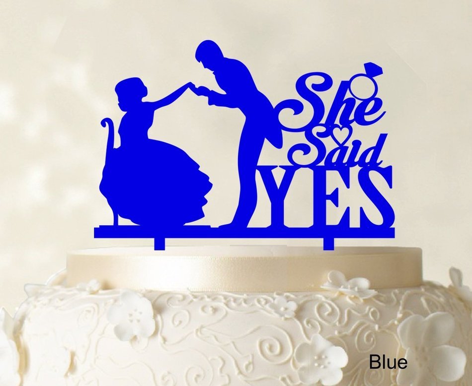 She Said Yes Wedding Cake Topper Custom Name Cake Topper Color Option Available 6"-7" Inches Wide N25