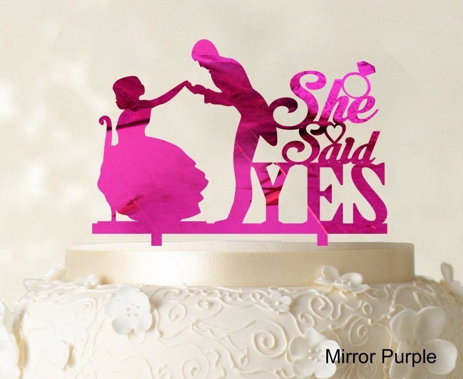 She Said Yes Wedding Cake Topper Custom Name Cake Topper Color Option Available 6"-7" Inches Wide N28