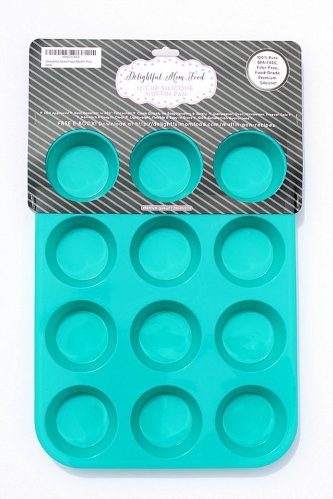 Delightful Mom Food Premium Muffin Pan - 12 Cup Non-Stick Silicone Baking Pan - No More Sticking or Scrubbing,... N6