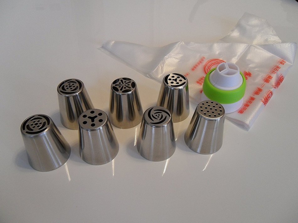 K&S Artisan Professional Quality 56 pcs Russian Piping Tips Set(XLarge 35 tips+20 Piping Bags+Coupler) 304 Stainless... N9