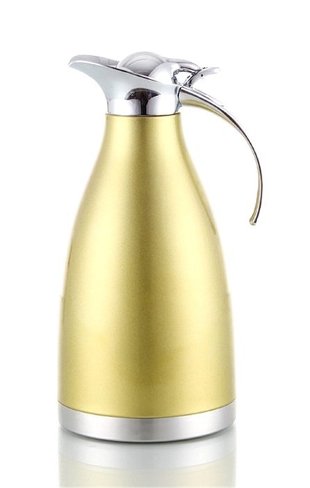 Bestwoohome Stainless Steel Vacuum Insulated Thermal Carafe Water Pitcher with Press Button (0.39Gallon, Golden) N9