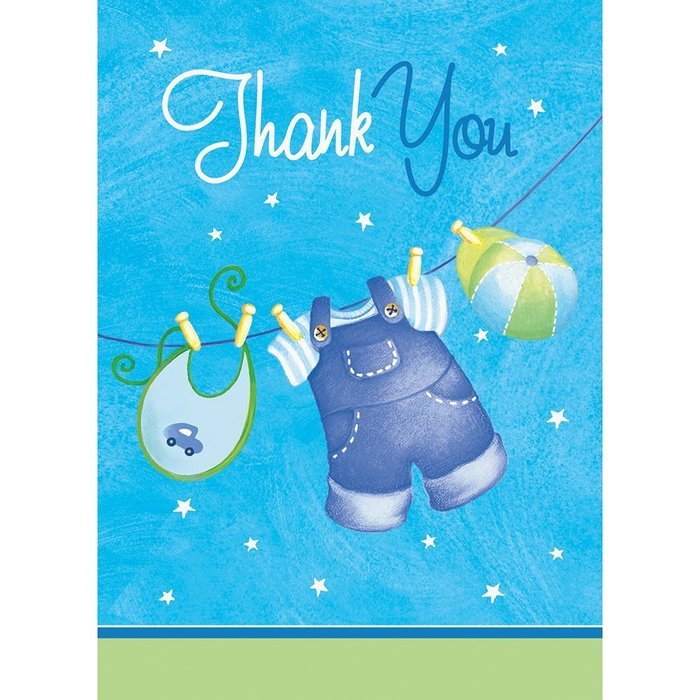 Cardboard Blue Clothesline Boy Baby Shower Cake Bunting Topper N14