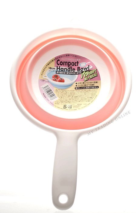 Japanese Subaru Compact Collapsible Kitchen Bowl with Handle (Pink)