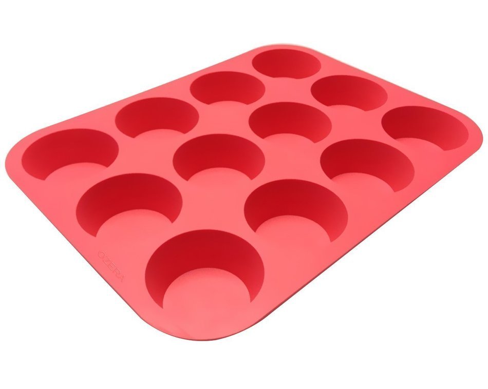 12 Cup Muffin Pan ~ BEST QUALITY COOKWARE ~ Red Silicone Baking Cups ~ Patty Cake's Bakeware ~ Cupcakes, Brownies... N3