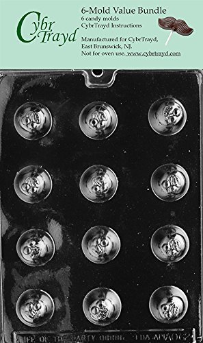 CybrTrayd AO062-6BUNDLE Cherry Bon-Bon Chocolate Candy Mold with Exclusive Copyrighted Chocolate Molding Instructions