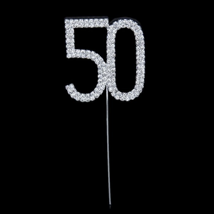 50th Anniversary Birthday Cake Topper w/Rhinestone Party Decoration N4