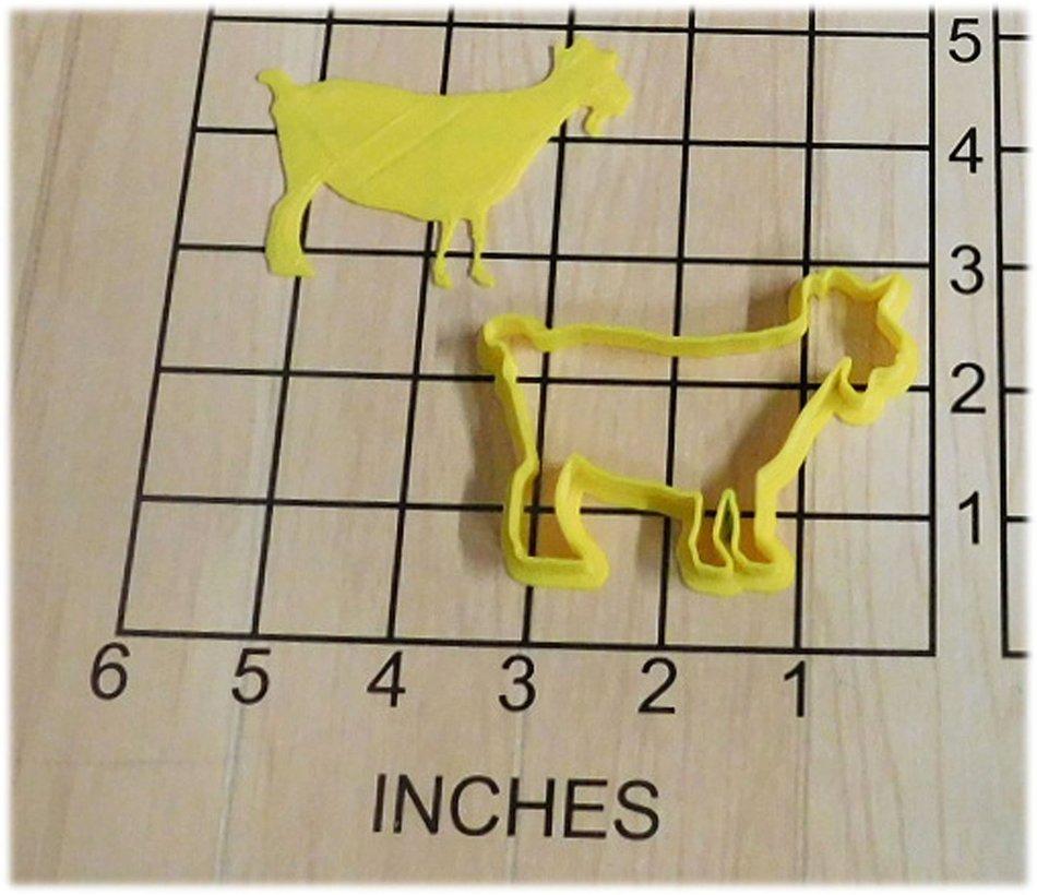 Farm Goat Shape Fondant Cookie Cutter and Stamp #1027 N2