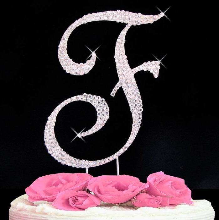 Letter F - Swarovski Crystal Monogram Wedding Cake Topper Letter