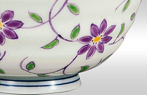 Kutani Pottery Rice Bowl Purple Flowers K4-269 From Japan N3