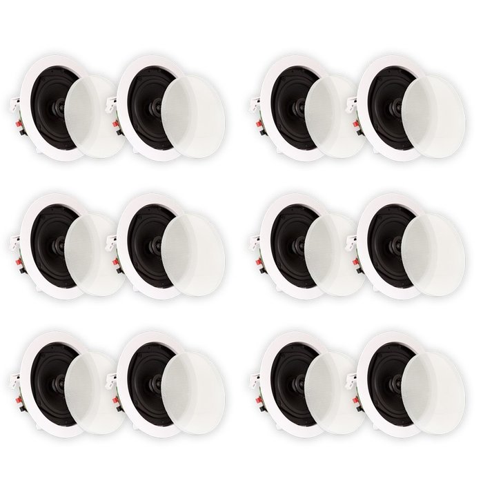 Theater Solutions 6 Pairs New 5.25" In Ceiling Home Theater Round Speakers 2400 Watts 6TS50C
